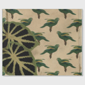  groene en gele vogels cadeaupapier (Vlak)