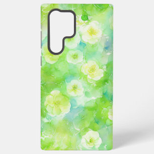 Groene en Gele Waterverf Bloemen Telefoonhoes Samsung Galaxy Hoesje