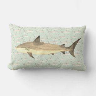 Groene en gele Waterverf Monogram Shark Print Kussen