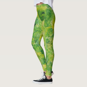 Groene en gele wervelingen Leggings