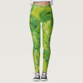 Groene en gele wervelingen Leggings (Voorkant)