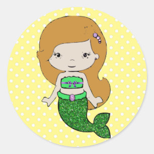  groene en gele Zeemeerminnende Stickers