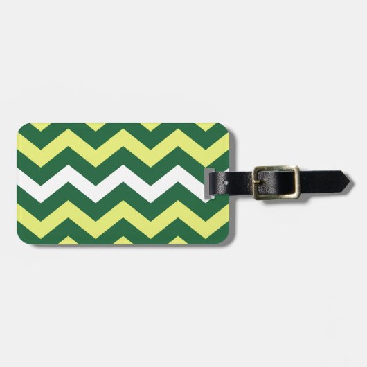 Groene en gele zigags bagagelabel (Voorkant horizontaal)