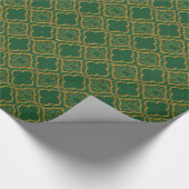  Groene en Gold Brocade Holiday Cadeaupapier (Hoek)