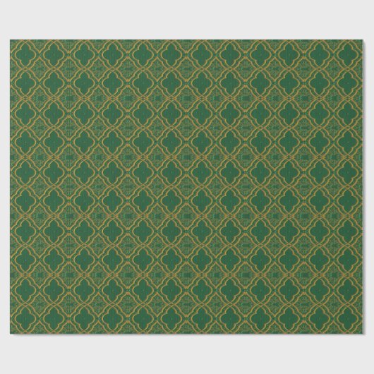  Groene en Gold Brocade Holiday Cadeaupapier (Vlak)