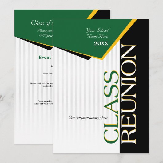 , groene en Gold Class Reunion Kaart (Voorkant / Achterkant)
