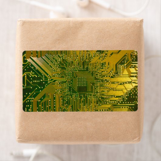 Groene en Gold Electronic Computer Circuit Board Etiket (Insitu)