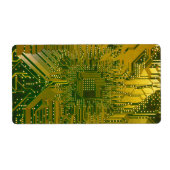 Groene en Gold Electronic Computer Circuit Board Etiket (Voorkant)
