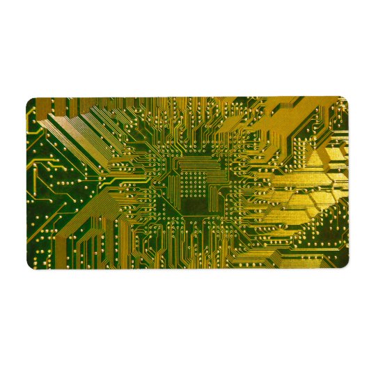 Groene en Gold Electronic Computer Circuit Board Etiket (Voorkant)