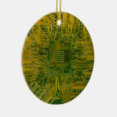 Groene en Gold Electronic Computer Circuit Board Keramisch Ornament (Rechts)