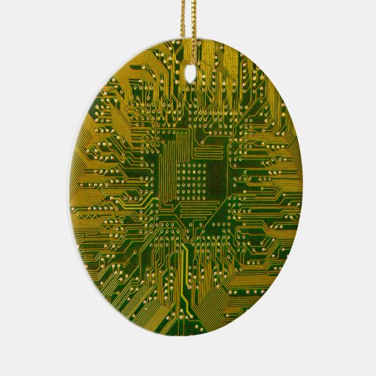 Groene en Gold Electronic Computer Circuit Board Keramisch Ornament (Rechts)