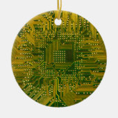 Groene en Gold Electronic Computer Circuit Board Keramisch Ornament (Voorkant)