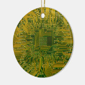 Groene en Gold Electronic Computer Circuit Board Keramisch Ornament (Links)