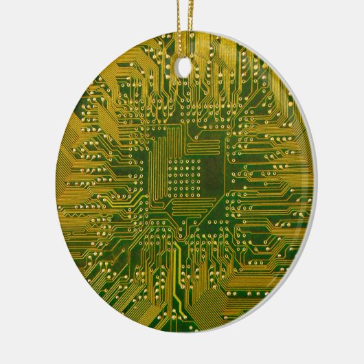 Groene en Gold Electronic Computer Circuit Board Keramisch Ornament (Links)