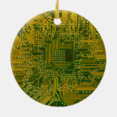Groene en Gold Electronic Computer Circuit Board Keramisch Ornament (Achterkant)