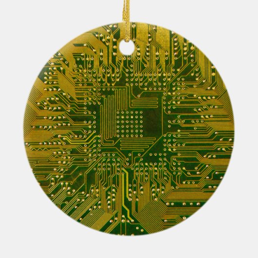 Groene en Gold Electronic Computer Circuit Board Keramisch Ornament (Achterkant)