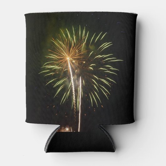 Groene en Gold Fireworks Holiday Celebration Blikjeskoeler (Voorkant)