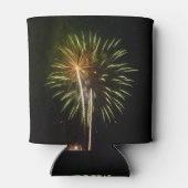 Groene en Gold Fireworks Holiday Celebration Blikjeskoeler (Achterkant)