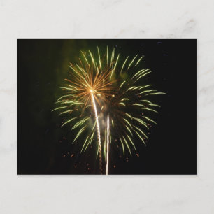 Groene en Gold Fireworks Holiday Celebration Briefkaart