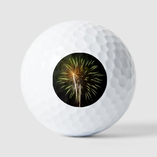 Groene en Gold Fireworks Holiday Celebration Golfballen (Voorkant)