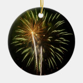 Groene en Gold Fireworks Holiday Celebration Keramisch Ornament (Voorkant)