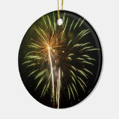 Groene en Gold Fireworks Holiday Celebration Keramisch Ornament (Links)