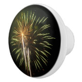 Groene en Gold Fireworks Holiday Celebration Keramische Knop (Rechts)