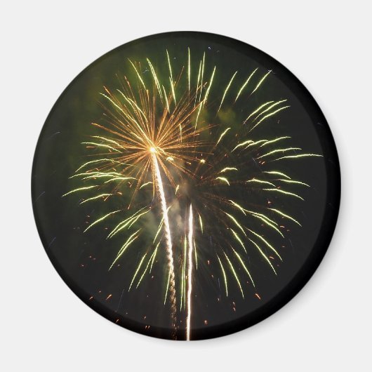 Groene en Gold Fireworks Holiday Celebration Magneet (Voorkant)