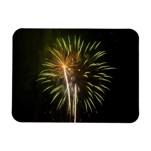 Groene en Gold Fireworks Holiday Celebration Magneet (Horizontaal)