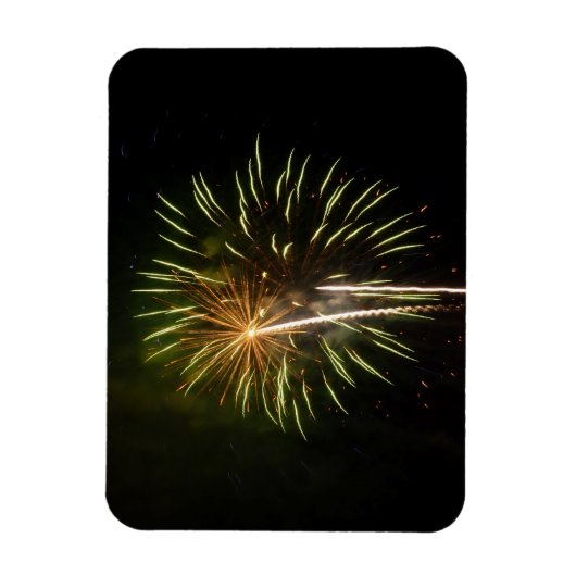 Groene en Gold Fireworks Holiday Celebration Magneet (Verticaal)