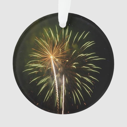 Groene en Gold Fireworks Holiday Celebration Ornament (voorkant)