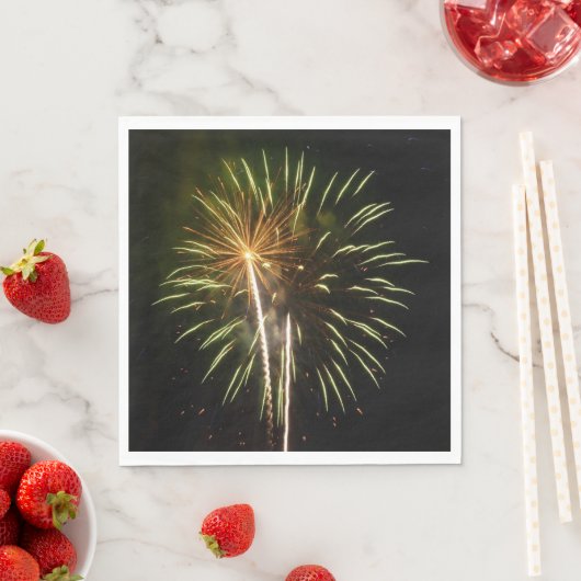 Groene en Gold Fireworks Holiday Celebration Servetten (Insitu)