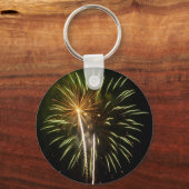 Groene en Gold Fireworks Holiday Celebration Sleutelhanger (Achterkant)