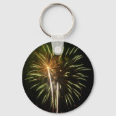 Groene en Gold Fireworks Holiday Celebration Sleutelhanger (Achterkant)