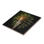 Groene en Gold Fireworks Holiday Celebration Tegeltje (Zijkant)