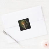 Groene en Gold Fireworks Holiday Celebration Vierkante Sticker (Envelop)