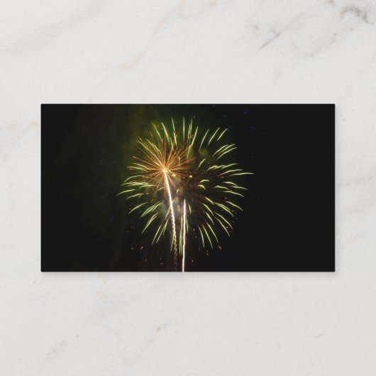 Groene en Gold Fireworks Holiday Celebration Visitekaartje (Achterkant)