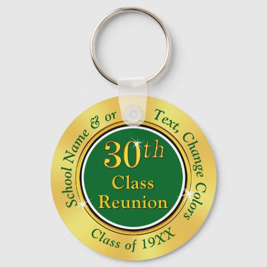 Groene en Gold High School Reunion 30 jaar Sleutelhanger (Voorkant)