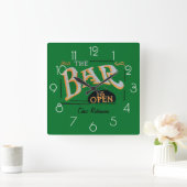 Groene en Gold Home Persoonlijke Bar Vierkante Klok (Huis)