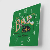 Groene en Gold Home Persoonlijke Bar Vierkante Klok (Hoek)