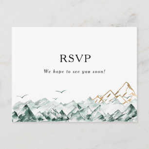 Groene en Gold Mountain Song Aanvraag RSVP Briefka Briefkaart