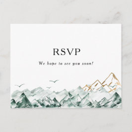 Groene en Gold Mountain Song Aanvraag RSVP Briefka Briefkaart