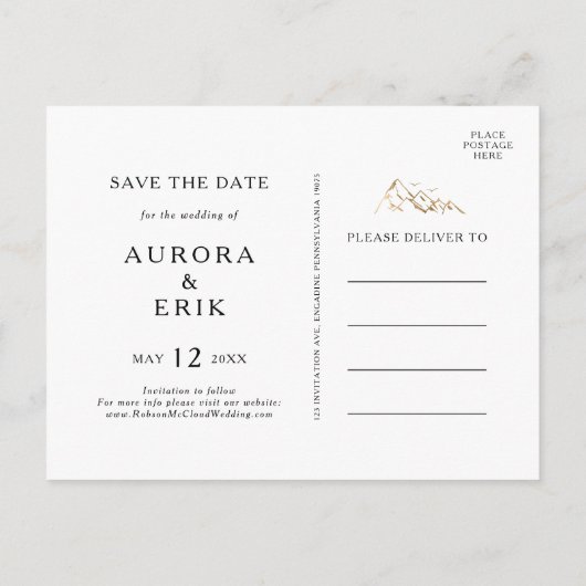 Groene en goudberg sparen het Briefkaart van de Da (Achterkant)