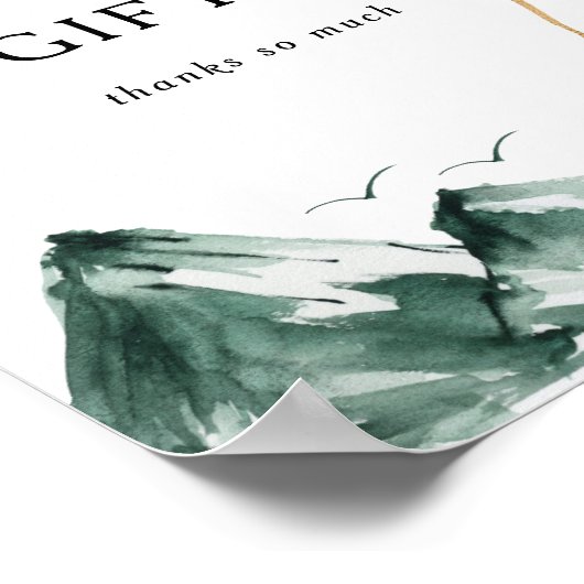 Groene en goudbergen en Kaarten voor cadeaubonen Poster (Hoek)