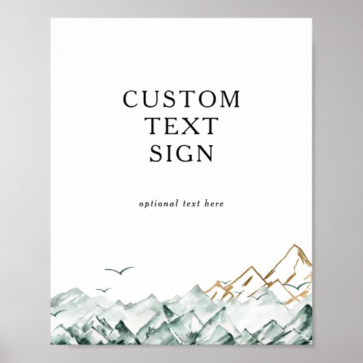 Groene en goudbergen Kaarten en cadeautjes op maat Poster (Voorkant)