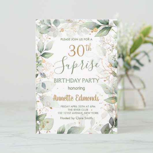 Groene en goudbladeren 30e verjaardag van de geboo kaart (Staand voorkant)