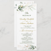 Groene en goudbladeren, confetti Wedding Programme Kaart (Voorkant / Achterkant)
