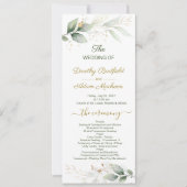 Groene en goudbladeren, confetti Wedding Programme Kaart (Voorkant)