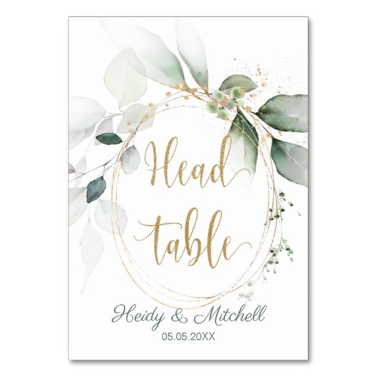 Groene en goudbladeren, hoofdtafel, kaart (Voorkant)