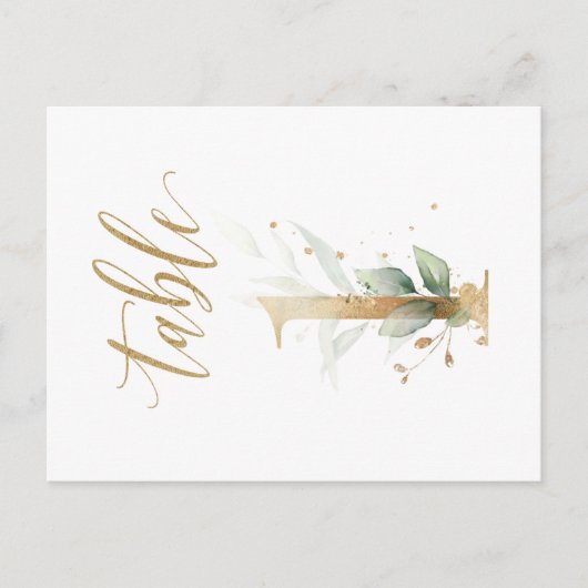 Groene en goudbladeren, tabel 1, tabelnummer briefkaart (Voorkant)